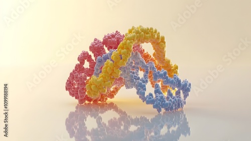 Protein structure model displayed on a digital screen, showcasing intricate molecular details and scientific research concepts. photo