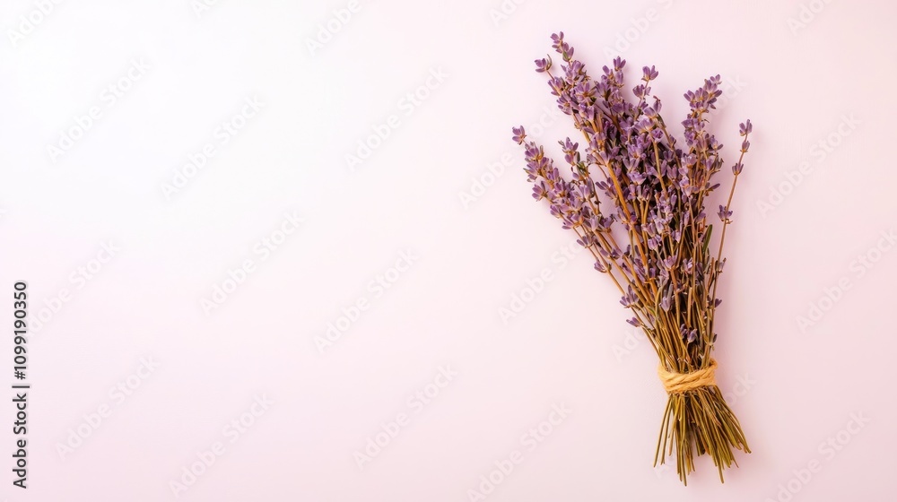 Fototapeta premium Dried lavender bouquet arrangement indoor setting floral decor minimalist style close-up view aromatherapy concept