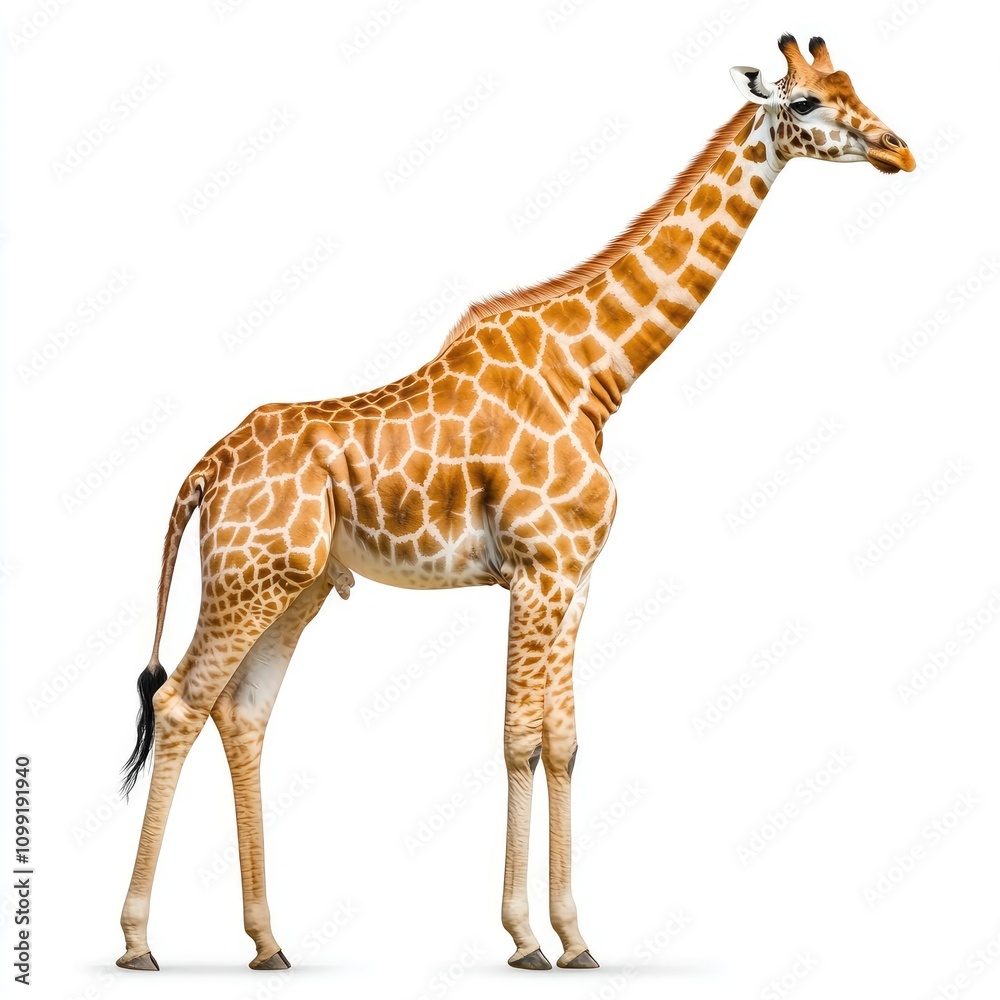 Obraz premium Giraffe standing tall in nature wildlife photography serengeti environment natural habitat close-up view animal conservation awareness