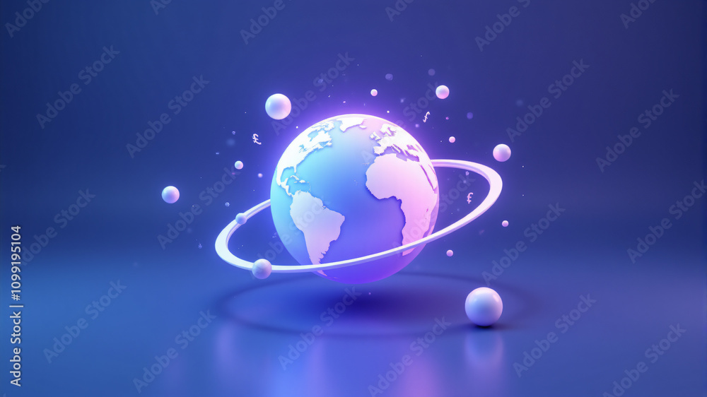 Fototapeta premium Minimalist Globe with Currency Symbols in Pastel Hues