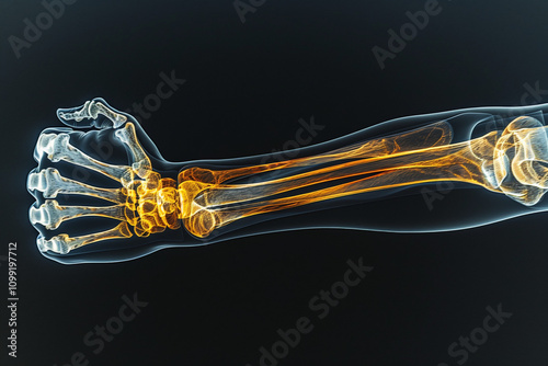 3D an x-ray showing the pain in the Elbow joint