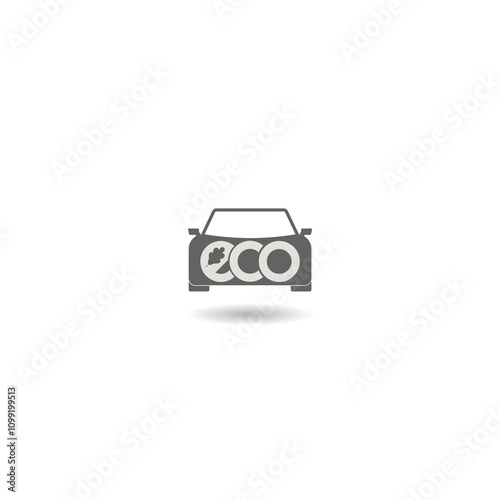 Ecology car logo icon with shadow photo