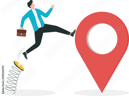 Business expansion, distribute company branches to new locations for increasing profit or meeting the needs of customers concept. Businessman entrepreneurs sent employees to new various branch pins.

