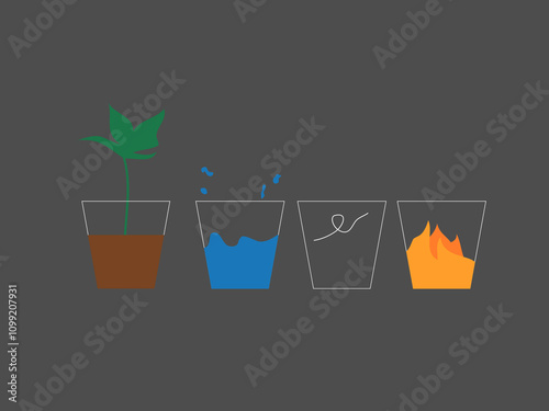 Four elements symbols flat illustration