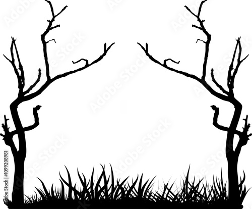 Black tree ,ilustration drawing art nature