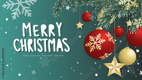 Merry Christmas and happy new year background, Merry Christmas festive holiday saying in beautiful handwriting, Christmas element . Vector illustration EPS10.