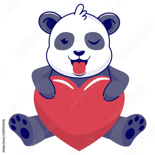 Cute Panda Illustration Isolated on White Background. Vector Cartoon Character