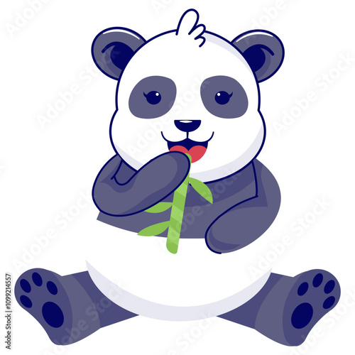 Cute Panda Illustration Isolated on White Background. Vector Cartoon Character