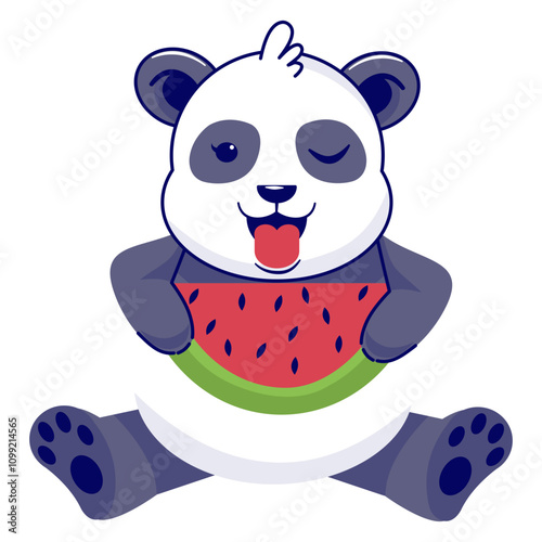 Cute Panda Illustration Isolated on White Background. Vector Cartoon Character
