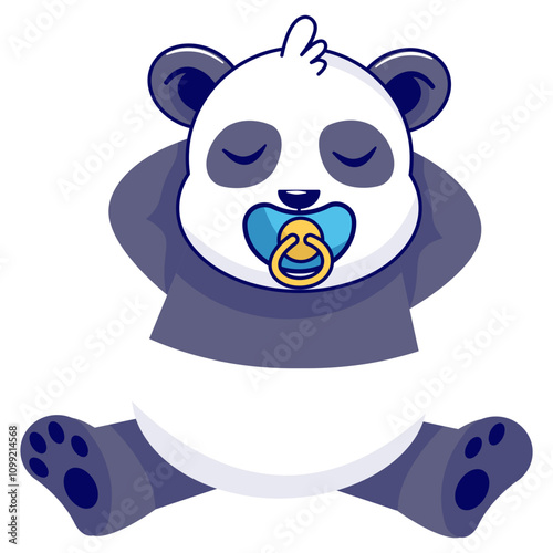 Cute Panda Illustration Isolated on White Background. Vector Cartoon Character