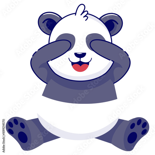 Cute Panda Illustration Isolated on White Background. Vector Cartoon Character