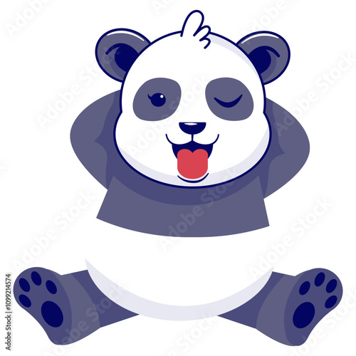 Cute Panda Illustration Isolated on White Background. Vector Cartoon Character