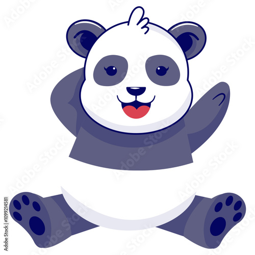 Cute Panda Illustration Isolated on White Background. Vector Cartoon Character