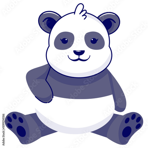 Cute Panda Illustration Isolated on White Background. Vector Cartoon Character