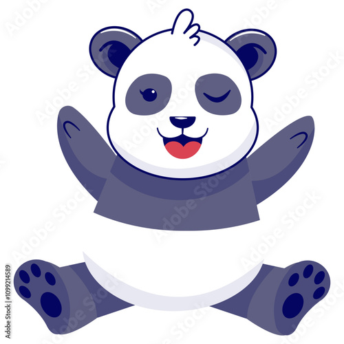 Cute Panda Illustration Isolated on White Background. Vector Cartoon Character