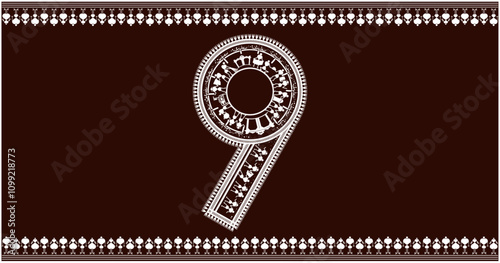 warli painting Harmony,rafted the numbers1,2,3,4,5,6,7,8,9, font to 10 in the traditional Warli font. 1 As she painted, she imagined the numbers coming to life