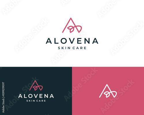 Initial Letter A Flower Beauty Spa Skin Care Elegant Minimalist Vector Logo Design Illustration