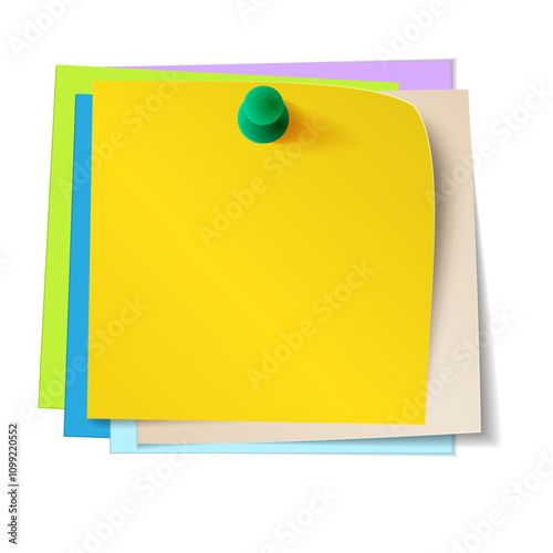 Note sheets of different colors. Vector illustration. Sketch for creativity