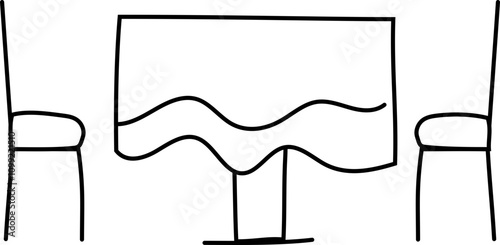 Wedding dining table black and white. Vector illustration.