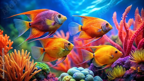 Colorful Fish Swimming in Vibrant Coral Reef