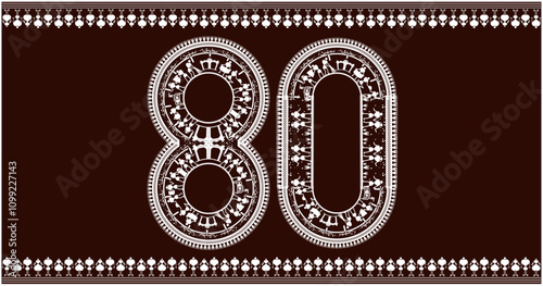 warli painting Harmony,rafted the numbers1,2,3,4,5,6,7,8,9, font to 80 in the traditional Warli font. 1 As she painted, she imagined the numbers coming to life