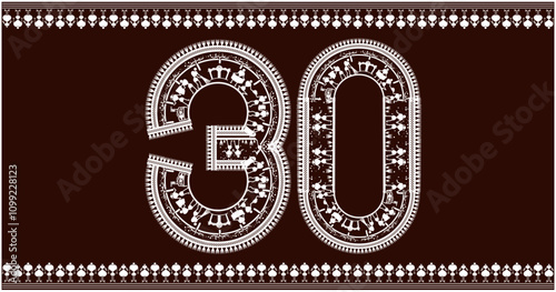 warli painting Harmony,rafted the numbers1,2,3,4,5,6,7,8,9, font to 30 in the traditional Warli font. 1 As she painted, she imagined the numbers coming to life