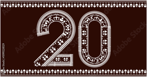 warli painting Harmony,rafted the numbers1,2,3,4,5,6,7,8,9, font to 20 in the traditional Warli font. 1 As she painted, she imagined the numbers coming to life
