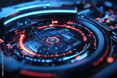 Wallpaper Mural Digital dark blue speedometer in 3D low poly, highlighting futuristic vehicle technology. Torontodigital.ca