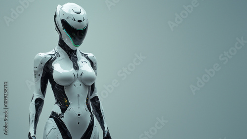 Futuristic humanoid robot in sleek white design