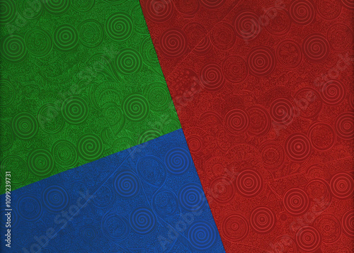 A Red and Green Rug with a Green and Red Design Un Alfombra Roja y Verde con un Diseno Rojo y Verd