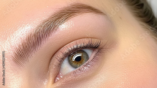 A close-up of microblading being performed to enhance natural eyebrows.