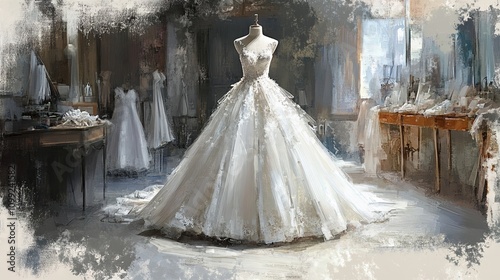 Wedding dress in the salon photo