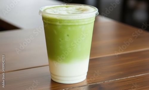 Refreshing green tea beverage in a cup photo