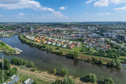 Die Welterbestadt Regensburg im Luftbild, Blick von der Insel Wöhrd auf die Stadt photo