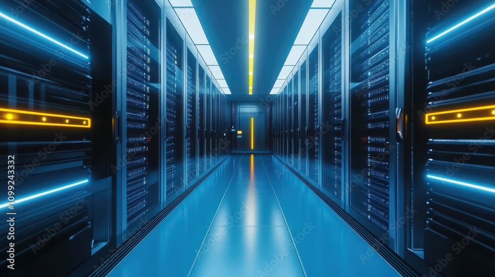 Fototapeta premium High-Tech Data Center with Modern Storage Systems