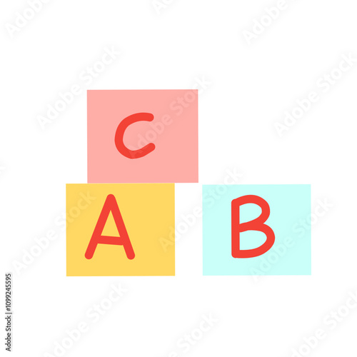 Multicolored squared ABC blocks element