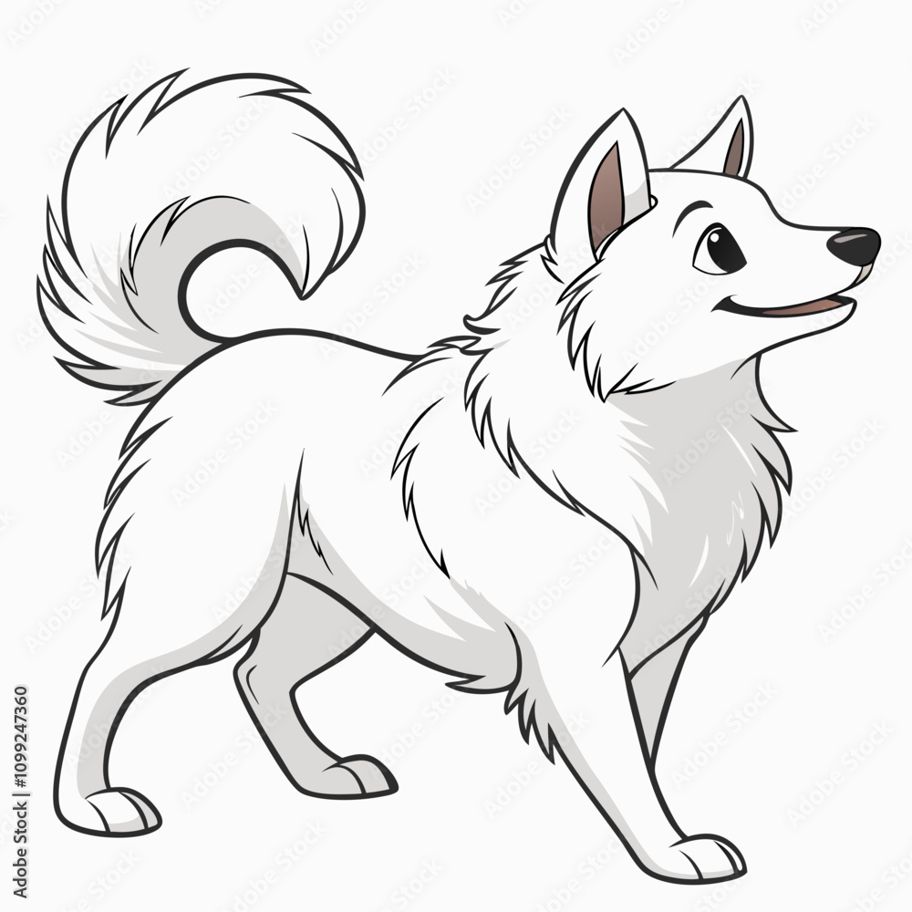 Obraz premium Cute and lovable Alaskan Malamute vector art illustration, perfect for pet-themed designs, prints, and creative projects.