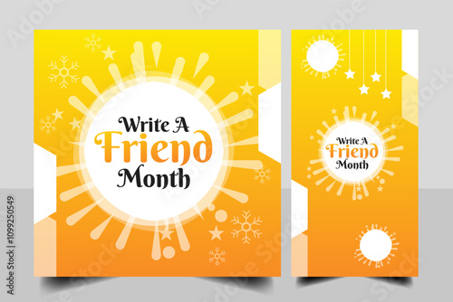 December is Write a Friend Month! Teaches your children the importance of writing. Holiday concept. suitable for placard, background,Greeting Card, Poster design template with text inscription, standa photo