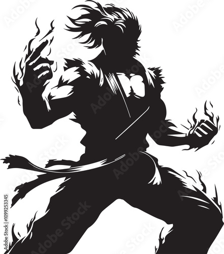 kung Fu Karate Special Power Move Vector Design Silhouette