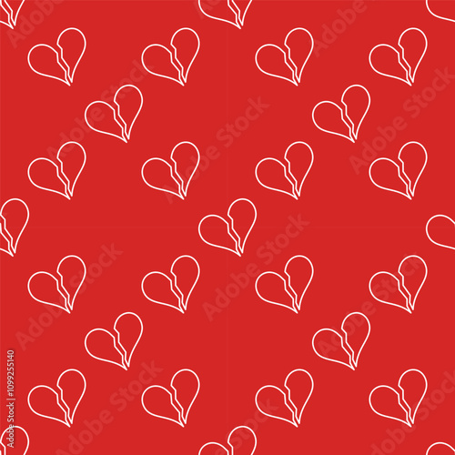 Broken Heart vector Despair linear design seamless pattern