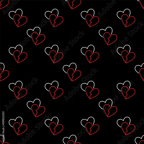 Broken Hearts vector Love Sorrow seamless pattern