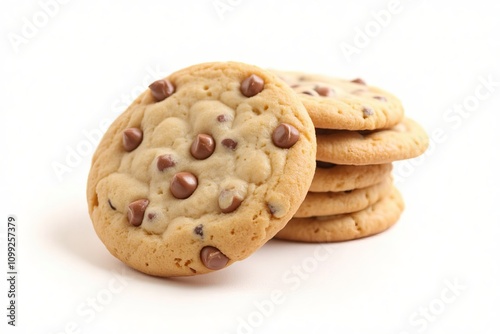 Delicious Chocolate Chip Cookies Stacked High photo