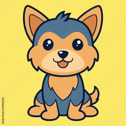 Dorkie Baby Dog clipart, Dog Puppy Sitting Expression design, Domestic baby Pet cartoon lover design sublimation
