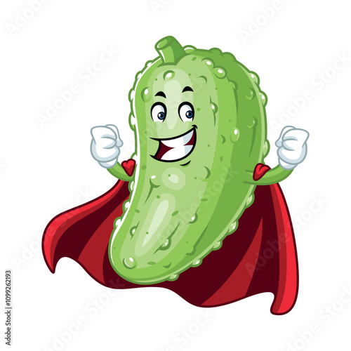 Superhero Pickle Cartoon Character.