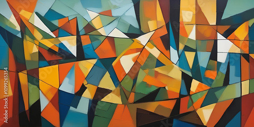 Art background, Cubism styl...