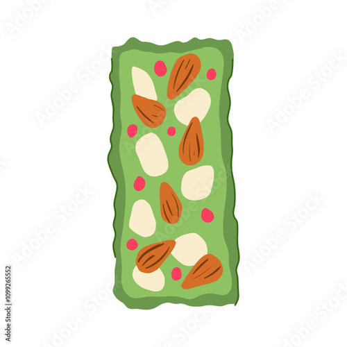 energy granola bar cartoon. chewy crunchy, delicious fiber, gluten free energy granola bar sign. isolated symbol vector illustration