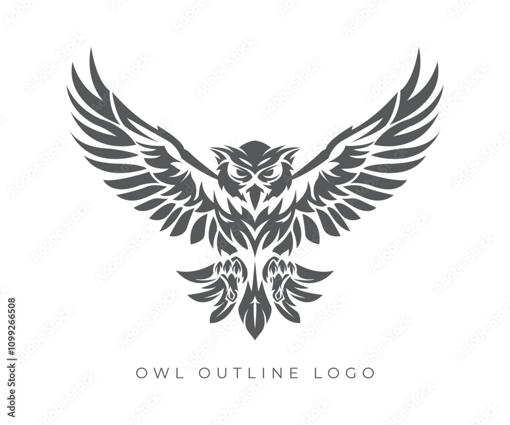 Obraz premium Flying Owl Vector Illustration. Emblem design