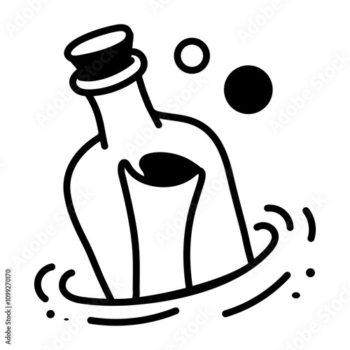 A hand drawn icon of message bottle 

