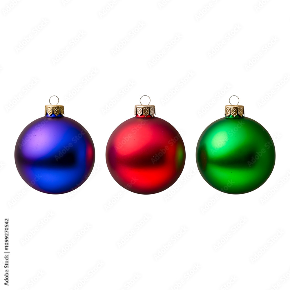 Obraz premium Colorful Christmas Ornaments in Blue, Red, and Green Shades