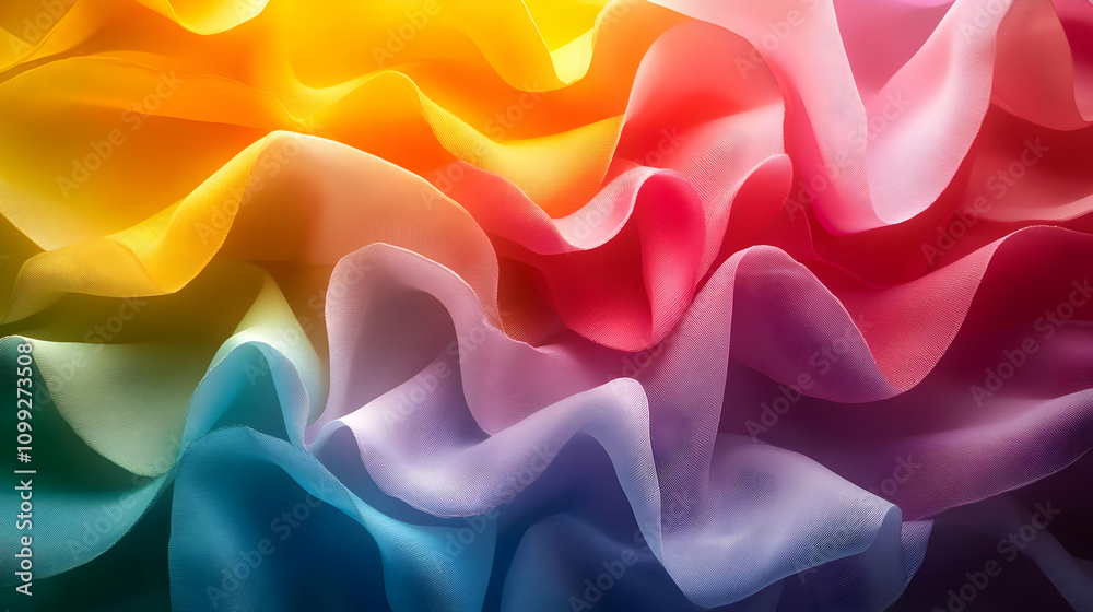 Obraz premium Rainbow Abstract Fabric Waves Illustration